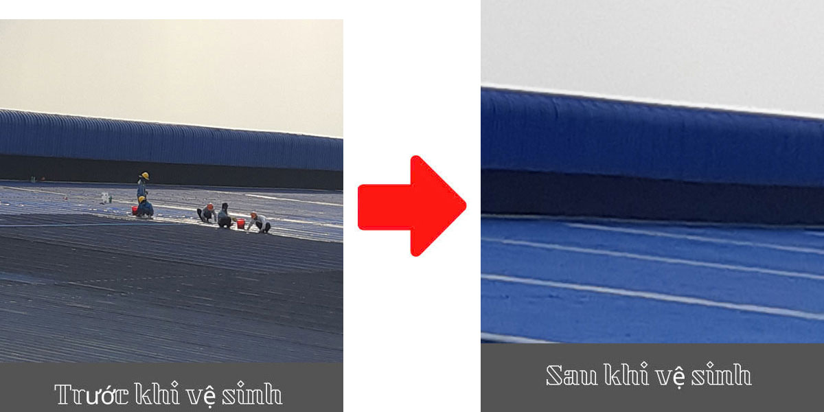 vệ sinh mái tôn bên ngoài nhà xưởng