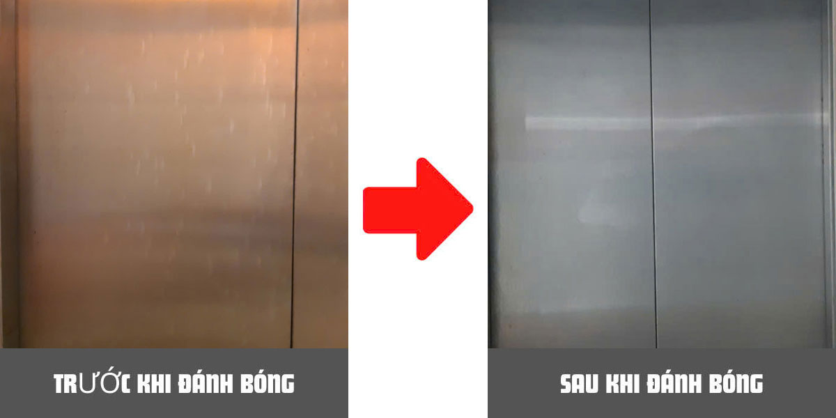 đánh bóng inox thang máy